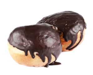 two donuts in chocolate  isolated on the white