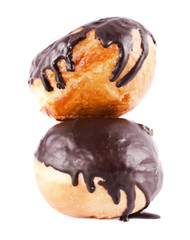 two donuts in chocolate  isolated on the white