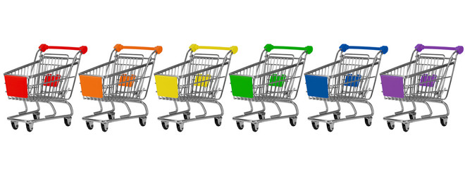 Six shopping carts