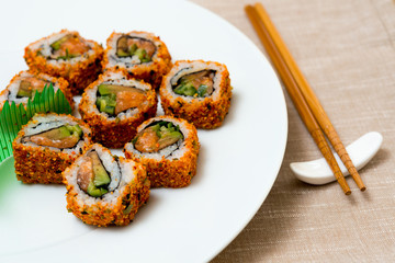 fresh sushi traditional japanese food