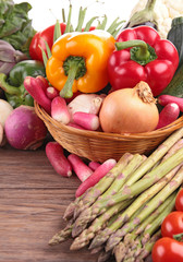 vegetables on wood background