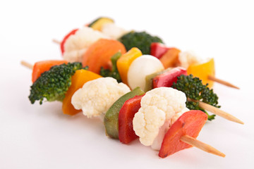 slices vegetables on wooden pick