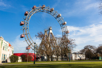 Fototapeta premium Wiener Riesenrad, Famous Ferris Wheel in Wien