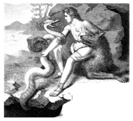 Nordic/Germanic Mythology : Loki, Fenrir & Midgard-Snake - obrazy, fototapety, plakaty
