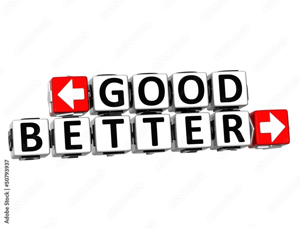 Poster 3d good better button click here block text