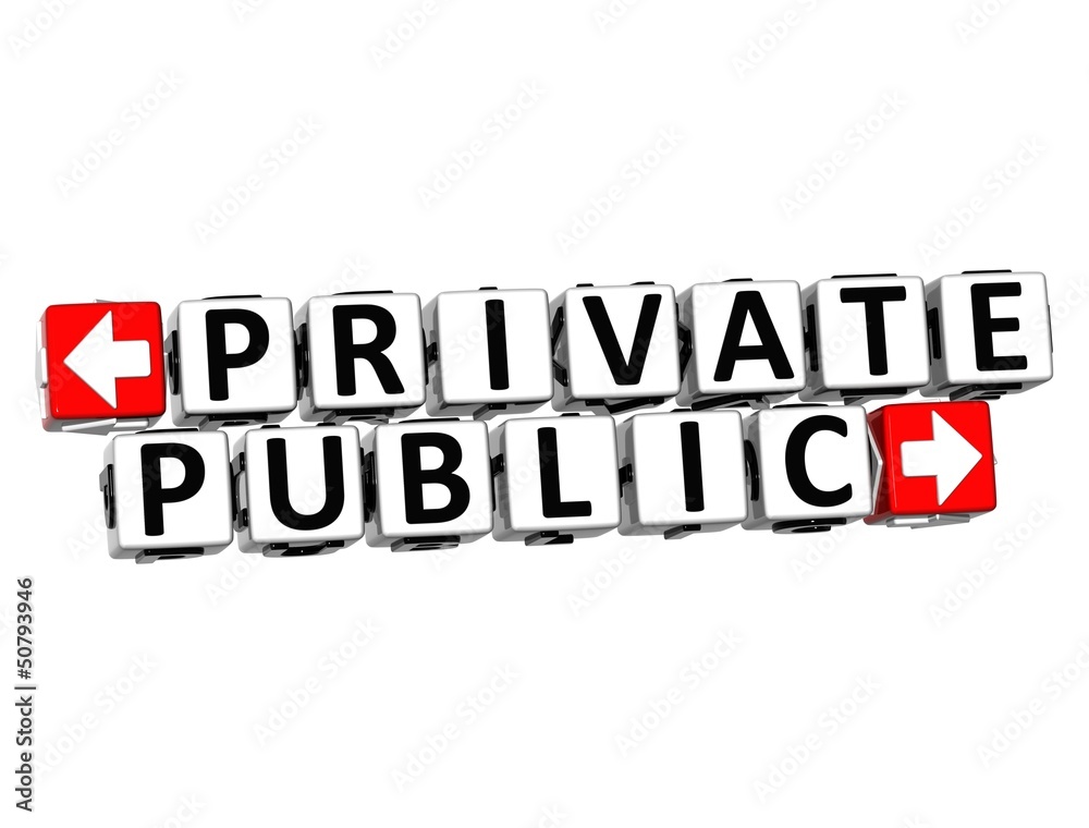 Poster 3d private public button click here block text