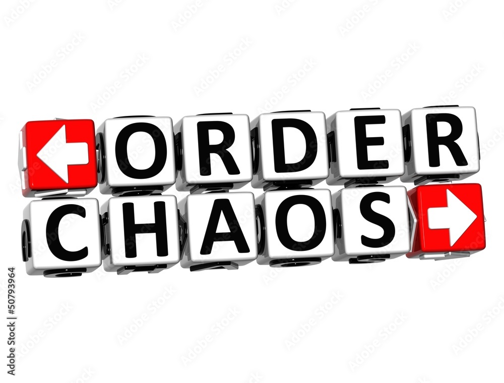 Poster 3d order chaos button click here block text