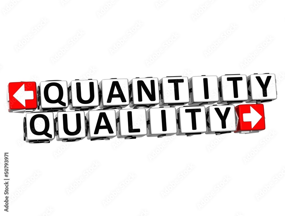 Poster 3d quantity quality button click here block text