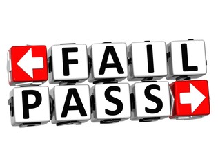 3D Fail Pass Button Click Here Block Text