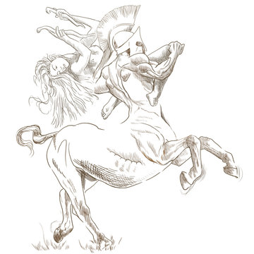 Greek myth and legends (Full sized drawing) - Centaur and Nymph