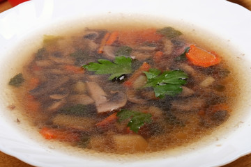 Vegetable soup with mushrooms - background