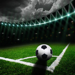 Fototapeta premium boisko do piłki nożnej z jasnymi światłami