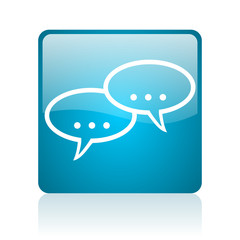 forum blue square web glossy icon