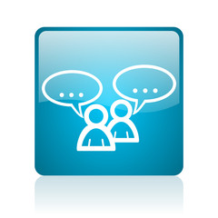 forum blue square web glossy icon
