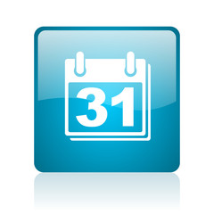 calendar blue square web glossy icon