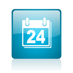 planner blue square web glossy icon