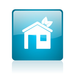 home blue square web glossy icon