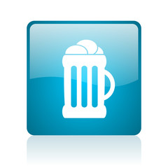 beer blue square web glossy icon