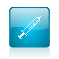 syringe blue square web glossy icon