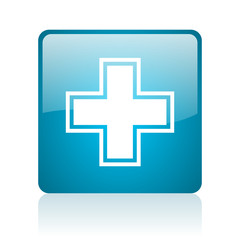Obraz premium pharmacy blue square web glossy icon