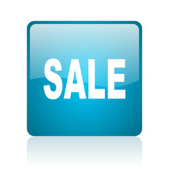 sale blue square web glossy icon