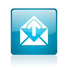 mail blue square web glossy icon