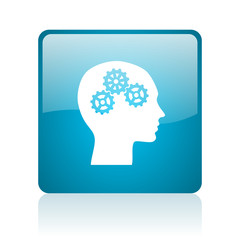head blue square web glossy icon