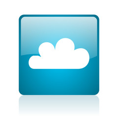 weather forecast blue square web glossy icon