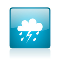weather forecast blue square web glossy icon