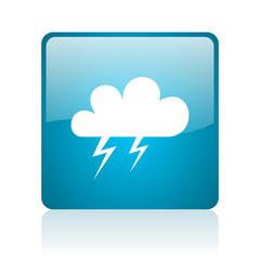 weather forecast blue square web glossy icon
