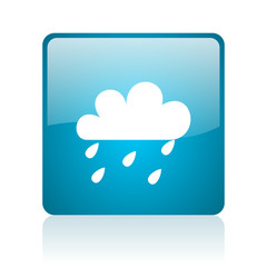 weather forecast blue square web glossy icon