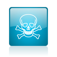skull blue square web glossy icon