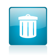 recycle blue square web glossy icon