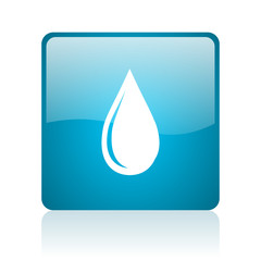 water drop blue square web glossy icon