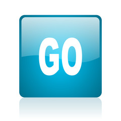 Obraz premium go blue square web glossy icon