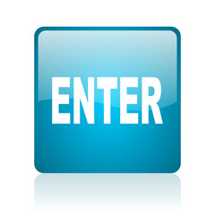 enter blue square web glossy icon