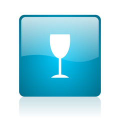 glass blue square web glossy icon