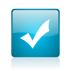accept blue square web glossy icon