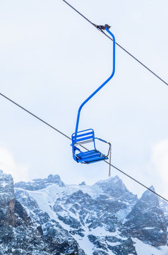 Single ski lift. Stock Photo