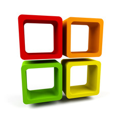 3d shelves isolated on white