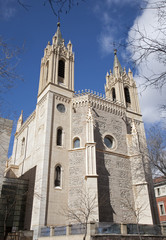 Fototapeta na wymiar Madrid - East facade of gothic church San Jeronimo el Real