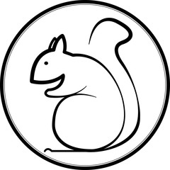 Round logo depicting a squirrel