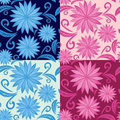 Floral seamless pattern in four variants