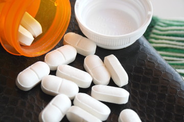 Prescription pills and purse