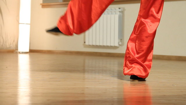 female martial artists in the room - legs closeup