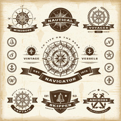 Vintage nautical labels set
