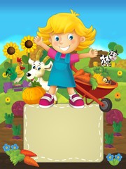 Obraz na płótnie Canvas On the farm - the happy illustration for the children