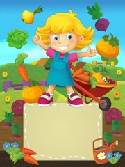 Deurstickers Boerderij Op de boerderij - de vrolijke illustratie voor de kinderen