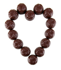 Chocolate candies isolated on white