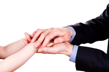 Obraz premium Child holding father's hand. Trust, togetherness concept